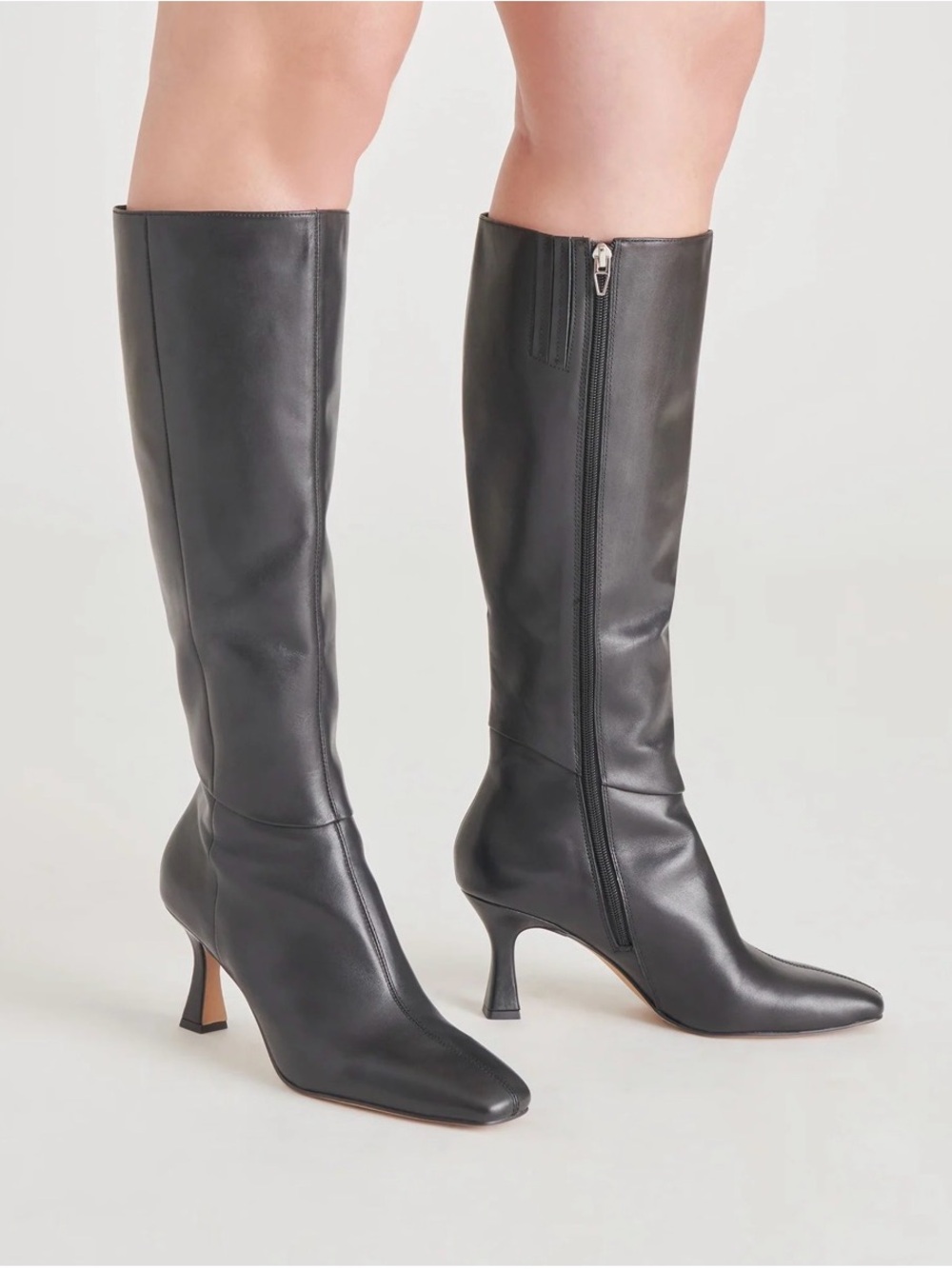 Dolce Vita Black Leather Gyra Heeled Boots